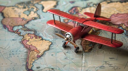 Fototapeta na wymiar A plane on a world map, best travelling locations on the world, holiday journey concepts