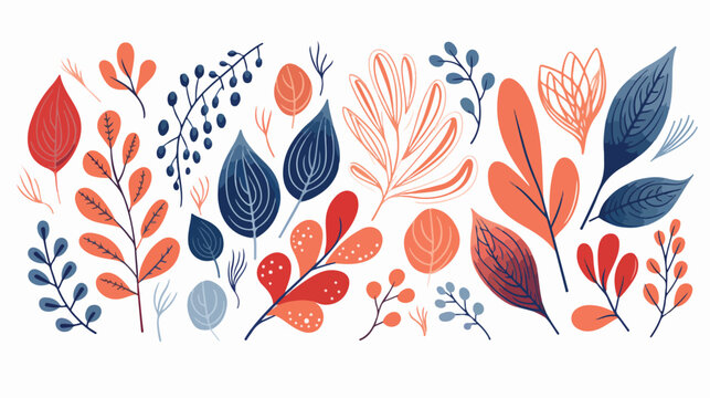 Hand drawn floral doodle background. Flat design abst