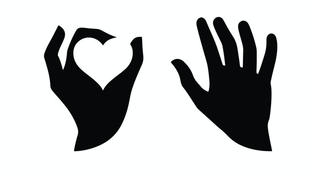Hand icon with heart. symbol of love. simple design e