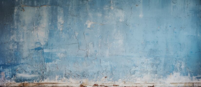 Old wall with peeling blue paint