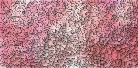 Abstract Seamless Multicolor Broken Stained-Glass Geometric Retro Tiles Pattern Quartz Crystal 3D Voronoi Diagram Background. For Artful Websites, Presentations, Brochures, and Social Media Graphics.