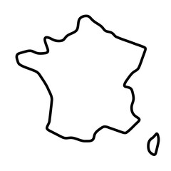 France country simplified map. Thick black outline contour. Simple vector icon