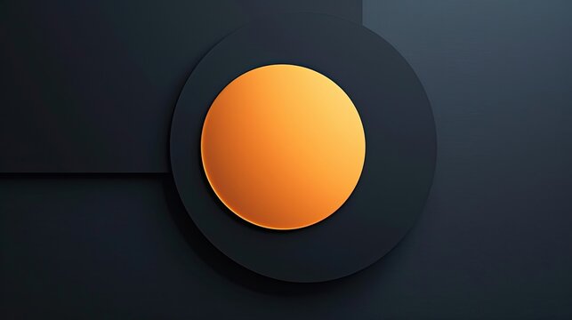 Abstract image of a minimalistic background, backdrop consisting of circle in center on larger black circle. Flat design, gold, black colors, rectangle, gradient, smooth transition. Generative by AI