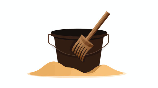 Icon of bucket filled with sand and scoop  