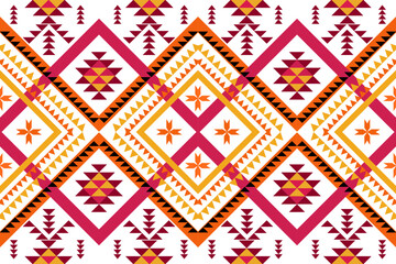 Southwestern Navajo patterns featuring triangles, zigzags, diamonds and stepped motifs  characteristic of traditional Southwestern Native American tribal for textiles and decor fashion and product