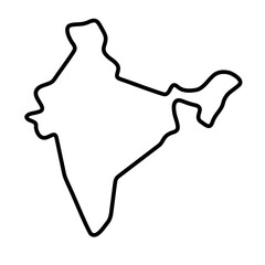 India country simplified map. Thick black outline contour. Simple vector icon
