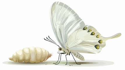 Insect small white butterfly emergence with cocoon is