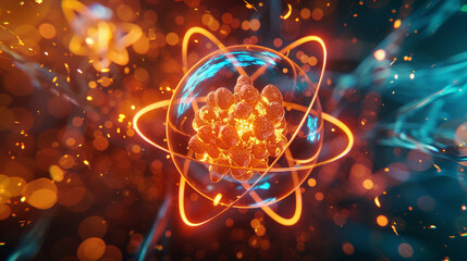 Dynamic atomic structure fixed electron orbits - obrazy, fototapety, plakaty