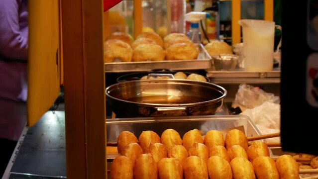 Jakarta, Indonesia - June 5, 2023: donuts display for sale at Food Bazaar in jakarta, Indonesia