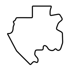 Gabon country simplified map. Thick black outline contour. Simple vector icon