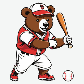 bear playing baseball vector isolated