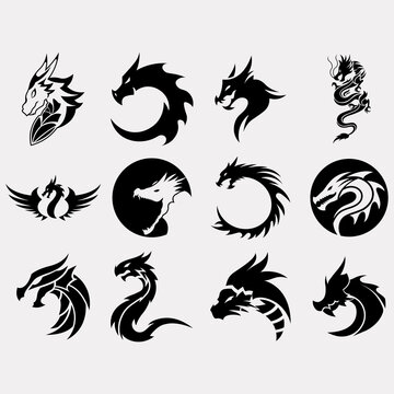 collection of dragon logos