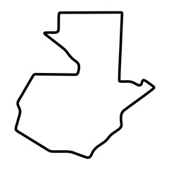 Guatemala country simplified map. Thick black outline contour. Simple vector icon