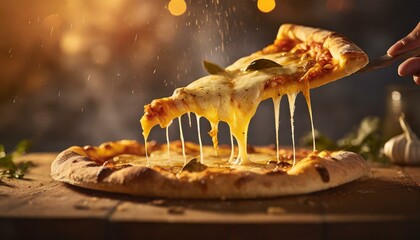 pizza slice, melted cheese stretches