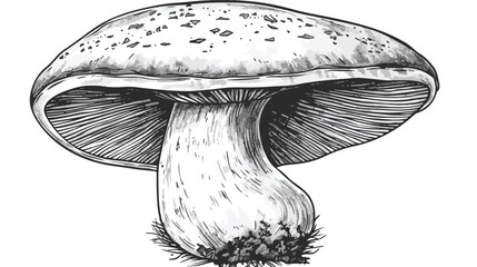 One monochrome boletus mushroom hand drawn sketch lin - obrazy, fototapety, plakaty