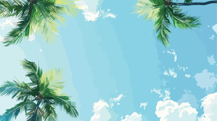 Fototapeta na wymiar Palm on a background of the sky flat vector
