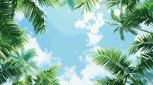 Palm on a background of the sky flat vector