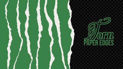 Fototapeta premium Elements with torn paper edges in green color. Paper clippings and cut outs for collage and clip art. Great for your retro designs. Vector illustration.