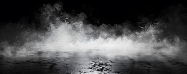 Smoke black ground fog cloud floor mist background steam dust dark white horror overlay