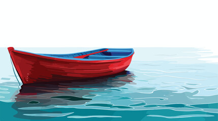 Red boat in beautiful blue water 