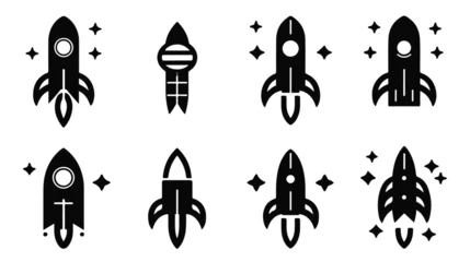 Fototapete Raumschiff Rockets icon or logo isolated sign symbol vector illustration