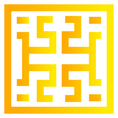 Fototapeta premium Golden Chinese Pattern Frame Icon on White Background. Vector Illustration.