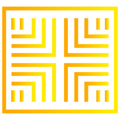 Golden Chinese Pattern Frame Icon on White Background. Vector Illustration.