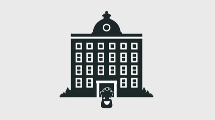 Silhouette icon hotel call  flat vector isolated on w