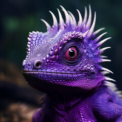 Fototapeta premium poisonous little purple lizard with spikes сreated with Generative Ai