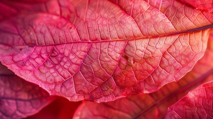 Red pink green macro foliage leaf vein texture background