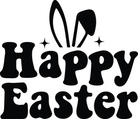 Happy Easter typography clip art design on plain white transparent isolated background for card, shirt, hoodie, sweatshirt, apparel, tag, mug, icon, poster or badge