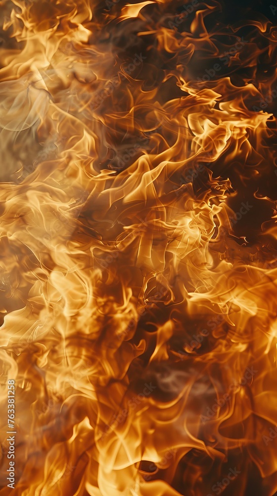 Poster a close up of fire flame and sparkles with realistic texture and shiny hot.
