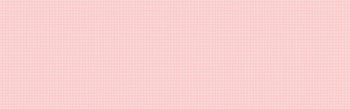シンプルなピンク色の手書きの方眼のパターン - グリッド･方眼紙の背景素材 - 横長パノラマ