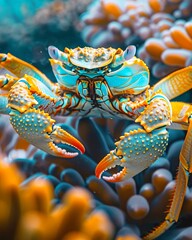 the Vibrant World of Rainbow Mangrove Crabs in the Sunlit Coral Reefs of the Ocean