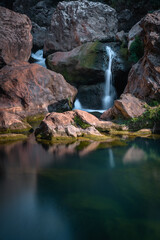 waterfall and rock