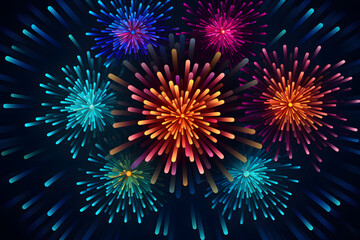 Bright colorful fireworks isolated on black background