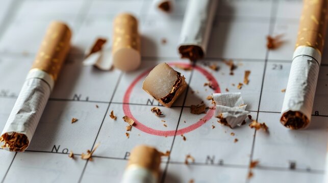 A calendar with National No Smoking Day circled, promoting awareness and cessation support