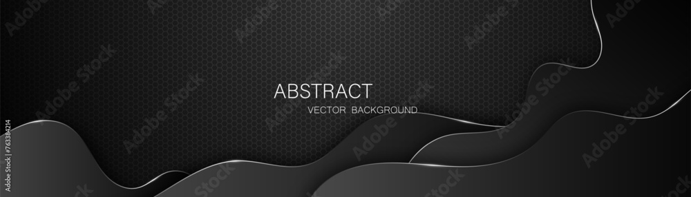Aufkleber Abstract black steel mesh background with silver glowing lines with free space for design. Modern technology innovation concept background. Perforated dark metal sheet for background image.