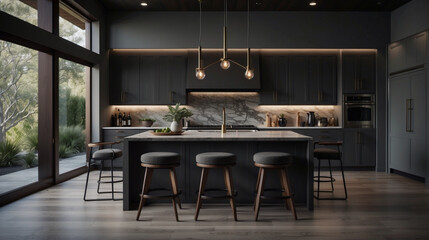 Fototapeta premium Interior custom home kitchen