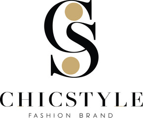 Fototapeta premium Luxury CS letter mark logo design for fashion brand.AI generative.