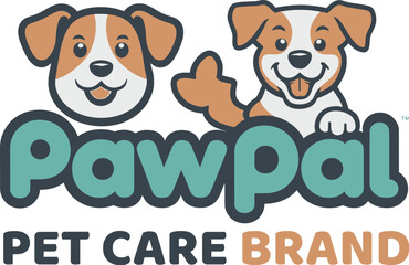 Modern mascot logo of friendly cartoon dog for a pet care brand named 'PawPal'.AI generative.