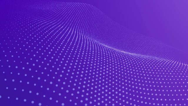 Abstract Waving Particle in style of white dots on violet background. Technology, hi-tech and big data concept.
