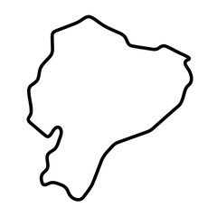 Ecuador country simplified map. Thick black outline contour. Simple vector icon