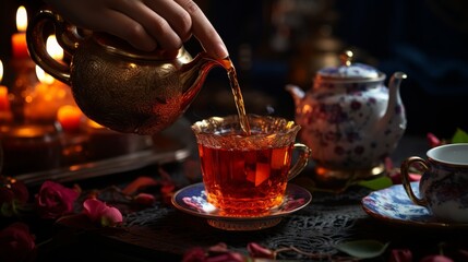 Person Pouring Tea Into Cup