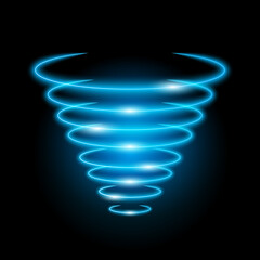 Wi-Fi light effect, Blue glowing signal wifi sensor waves internet wireless connection. Wireless wi fi technology digital radar or sonar with glowing light effect. Vector