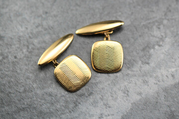 Art Deco Era Vintage 1930s Men’s Cuff Links, Men Suit Accessory, 18Ct Gold filled, Yellow Tone...