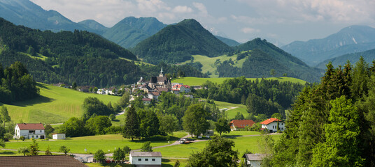 Fototapeta na wymiar Blick auf Maria Neustift, Oberösterreich, Österreich