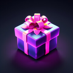 Obraz premium 3d icon, one cartoon toy gift box,3d lllustration, sleek, game props сreated with Generative Ai