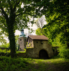 ruins of old church in Kaczawskie mountains in Lower Silesia in Poland - 763390448