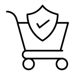 Secure Shopping Line Icon